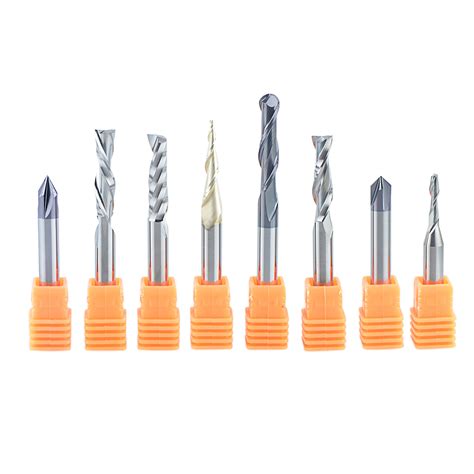 SpeTool 8Pcs Carbide CNC Router Bits Set 1/4 Inch Shank for .